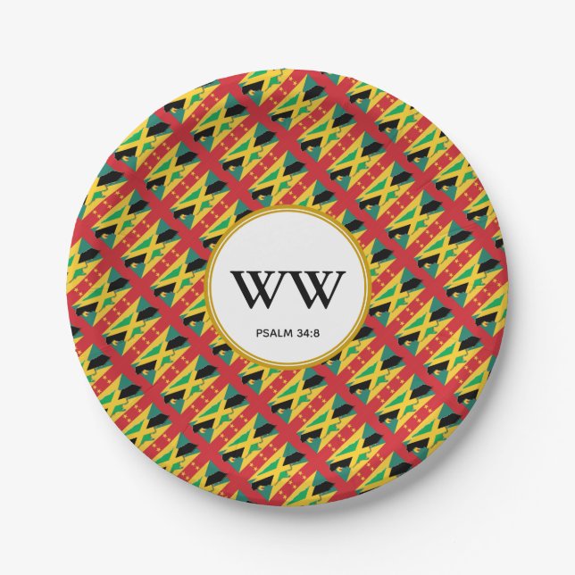 Prato De Papel CELEBRAÇÃO DA BANDEIRA JAMAICA GRENADA Aniversário (Frente)