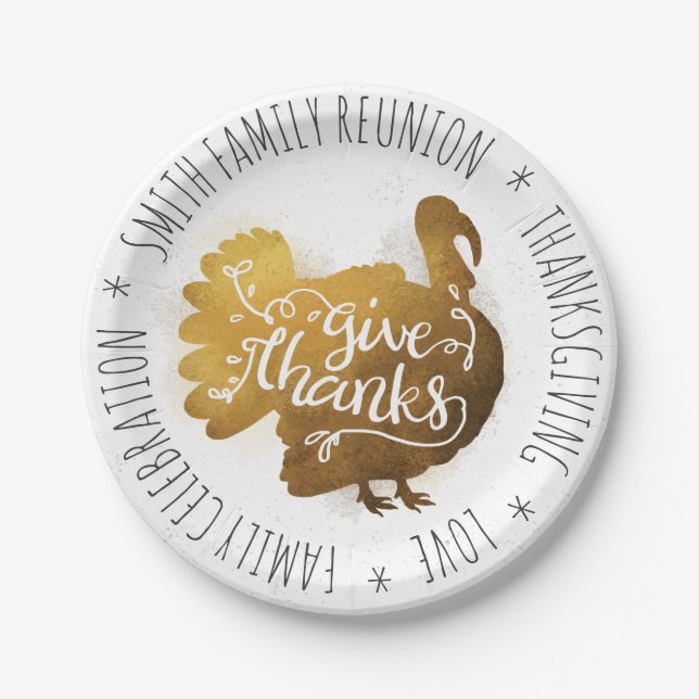 Prato De Papel Celebração de Ação de Graças da Reunião Familiar.P (Frente)