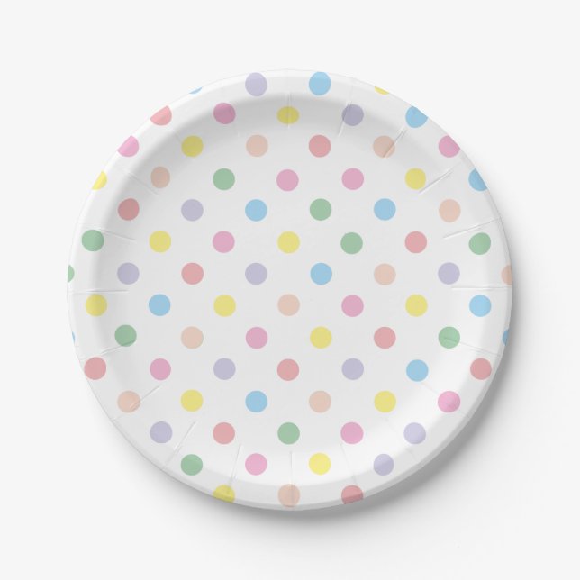 Prato De Papel Celebração de Pontos Polka em Pastéis Suaves (Frente)