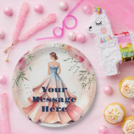 Prato De Papel Celebração de Quinceanera de Aquarela