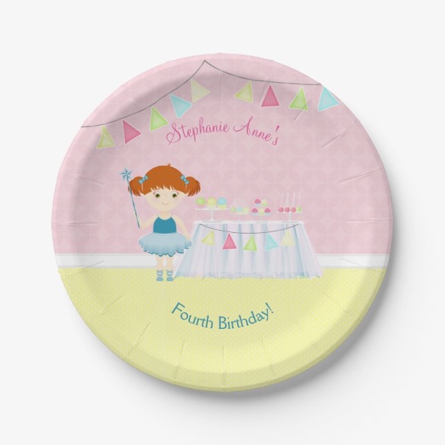 Prato De Papel Celebração do Cupcake Ballerina (Frente)