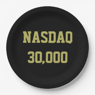 Prato De Papel Celebração do NASDAQ 30000 no Mercado de Ações