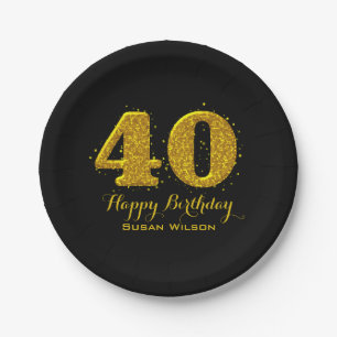 Prato De Papel Celebração Dourado da faísca 40th