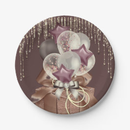 Prato De Papel Celebração Roxa e Dourada