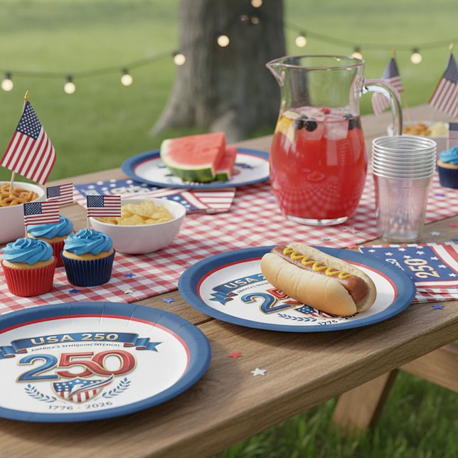 Prato De Papel celebração USA 250 (Criador carregado)