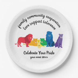 Prato De Papel Celebre seu Orgulho do Lion Arco-Íris