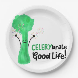 Prato De Papel Celery Pun positivo - Celerybrate Good Life