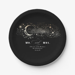 Prato De Papel Celestial Black Sr. e Sra. Wedding