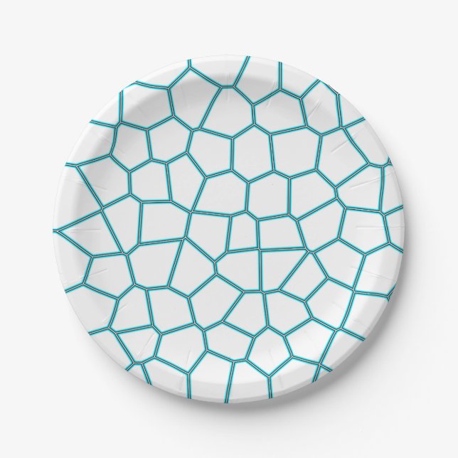 Prato De Papel Células brancas de Turquesa Pálida Abstrato de Min (Frente)