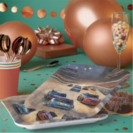 Prato De Papel Cena Colorida de Corrida do Crepúsculo de Alta Vel