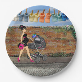 Prato De Papel Cena da Rua Polka-Dot