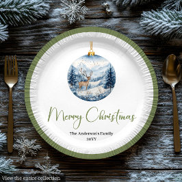Prato De Papel Cena de Natal Boho Elegante em Cores Terrosas
