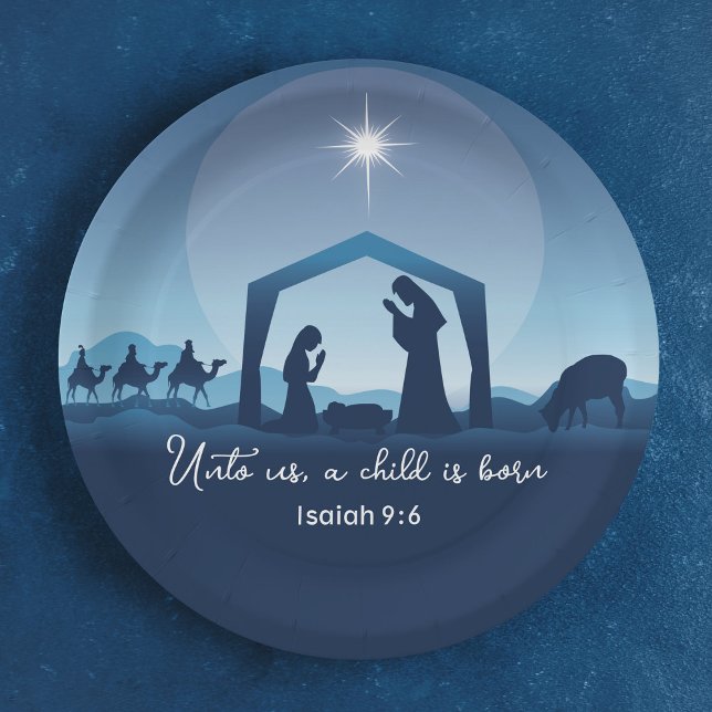 Prato De Papel Cena de Natal Religiosa Festa da Igreja (Criador carregado)