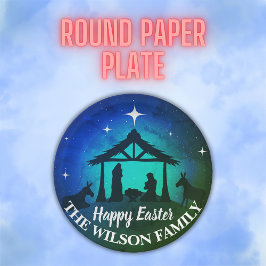 Prato De Papel Cena de Natividade - Felz pascoa |