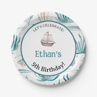 Prato De Papel Cena Oceânica de Mola Aquática