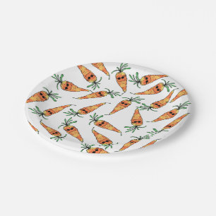 Prato De Papel Cenoura bonito e engraçada da aguarela com óculos