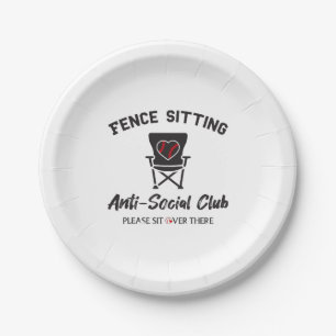 Prato De Papel Cerca Engraçada Sentada Anti-Social Club Baseball 