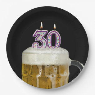 Prato De Papel Cerveja aniversário de 30 anos a preto