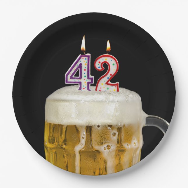Prato De Papel Cerveja de 42 de aniversário sobre a chapa de pape (Frente)
