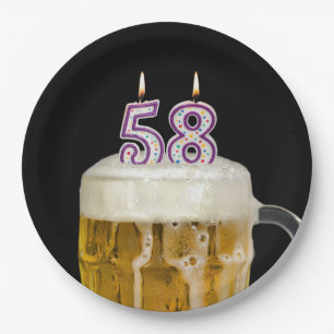 Prato De Papel Cerveja de 58º aniversário em chapa preta