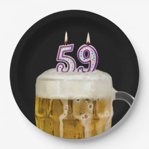 Prato De Papel Cerveja de 59º aniversário em chapa preta