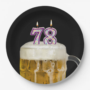 Prato De Papel Cerveja de 78º aniversário em chapa preta