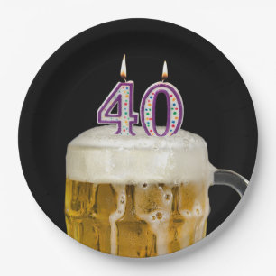 Prato De Papel Cerveja de aniversário de 40 anos na placa de pap