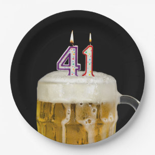 Prato De Papel Cerveja de Aniversário de 41 ruas em Placa de Pape