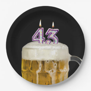Prato De Papel Cerveja de aniversário de 43 anos em folha de pap