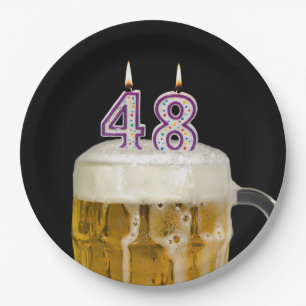 Prato De Papel Cerveja de aniversário de 48 anos em folha de pap