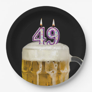 Prato De Papel Cerveja de aniversário de 49 anos em folha de pap