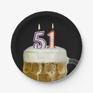 Prato De Papel Cerveja de aniversário de 511 ruas com vela