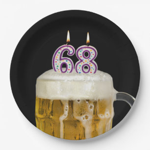 Prato De Papel Cerveja de aniversário de 68 anos em folha de pap