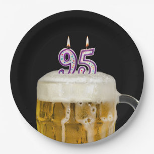Prato De Papel Cerveja de aniversário de 95 anos em chapa preta