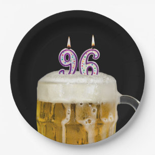 Prato De Papel Cerveja de aniversário de 96 anos em chapa preta
