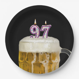 Prato De Papel Cerveja de aniversário de 97 anos em chapa preta