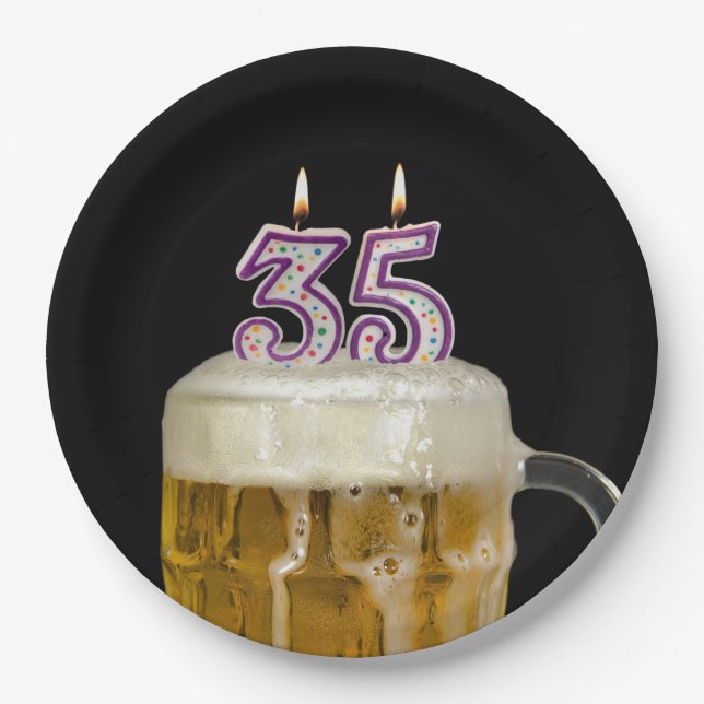 Prato De Papel Cerveja de Aniversário do 35º (Frente)