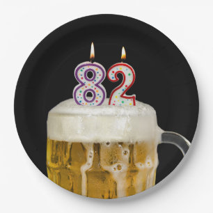 Prato De Papel Cerveja de Aniversário do 82º aniversário em Placa