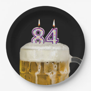 Prato De Papel Cerveja de aniversário do 84° aniversário em ch