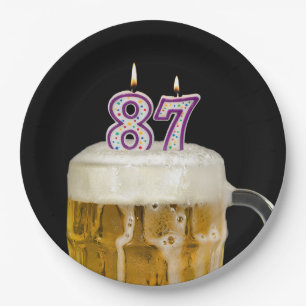 Prato De Papel Cerveja de aniversário do 87º aniversário em chapa