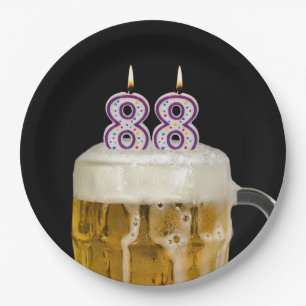 Prato De Papel Cerveja de aniversário do 88º aniversário em fo