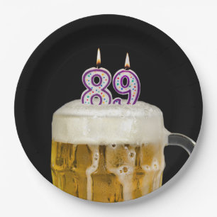 Prato De Papel Cerveja de aniversário do 89° aniversário em ch