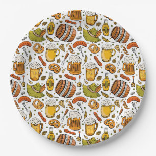 Prato De Papel Cerveja de Oktoberfest, festiva alemã, e enchidos