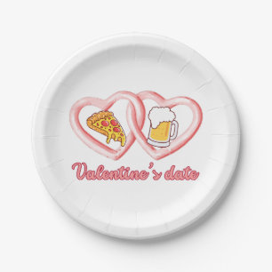 Prato De Papel Cerveja de pizza de data de dia de os namorados