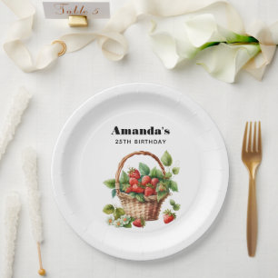 Prato De Papel Cesta de Cheio de Morangos, Aniversário