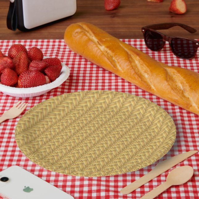Prato De Papel Cesta de Vime Trançado Sem Costura (Piquenique)