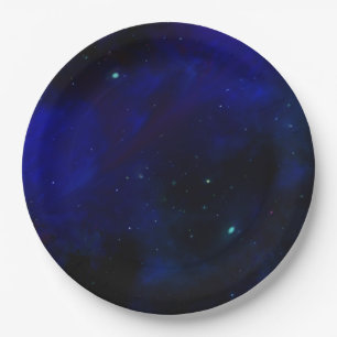 Prato De Papel Céu azul da meia-noite com estrelas