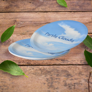 Prato De Papel Céu Azul e Nuvem Branca Personalizável
