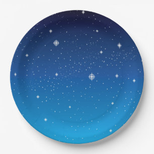 Prato De Papel Céu Azul Profundo da Noite Estrelada
