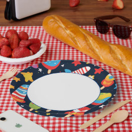 Prato De Papel Céu noturno com estrelas e picles Design